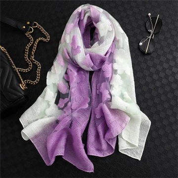 Women Simulation Silk Cut Flower Scarf Scarves