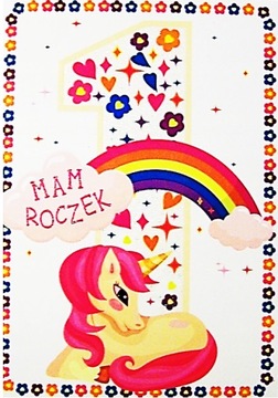 Kartka Urodzinowa na 1 Urodziny - Roczek- wzór 5