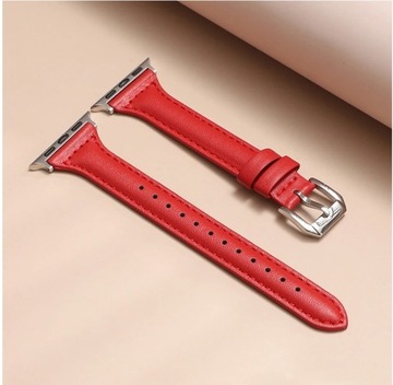 DAMSKI PASEK DO APPLE WATCH iWATCH iWATCHA Z EKOSKÓRY 38 40 41 mm CZERWONY