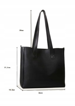 Женская черная вместительная сумка-шоппер.