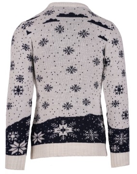 SWETER ŚWIĄTECZNY JASNY WEŁNA RENIFER RUDOLF 2XL