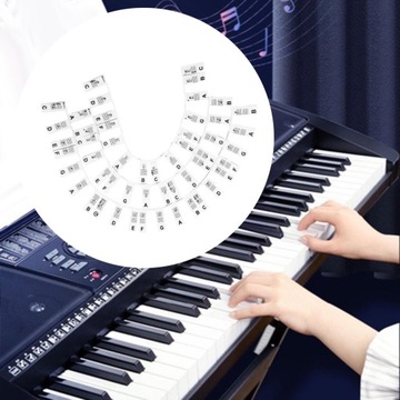 Наклейка на фортепиано Съемный музыкальный гид для фортепиано 88 многоразовых клавиш с черными словами