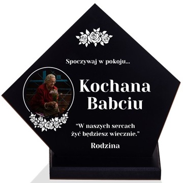 STATUETKA GRÓB DREWNIANA ZDJĘCIE PODSTAWKA NADRUK WSZYSTKICH ŚWIĘTYCH +IMIĘ