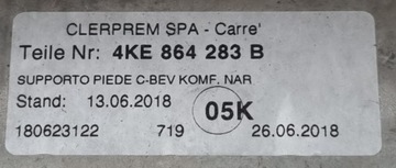 LOKETNÍ OPĚRKA KŮŽE HNĚDÝ AUDI E-TRON 4KE864283B