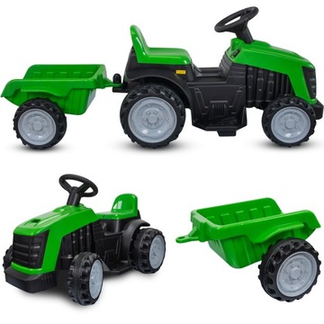 TRAKTOR NA AKUMULATOR Z PRZYCZEPĄ DLA DZIECI TRAKTOREK POJAZD PRZYCZEPKA ZI