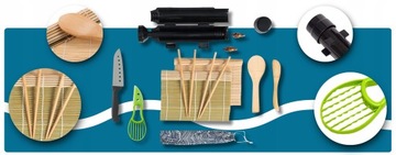 Kompletny Zestaw do robienia SUSHI Mata Bazooka Rolka Nóż Akcesoria|prezent