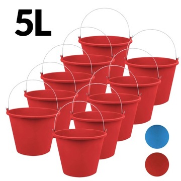 10x WIADRO GOSPODARCZE BUDOWLANE PLASTIKOWE KOLOR 5L
