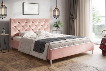 LEO6 Łóżko tapicerowane glamour kryształki 120x200