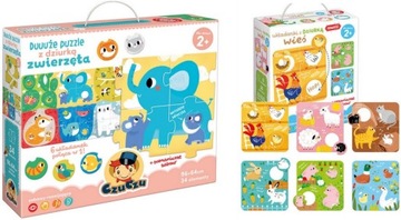 czuczu DUUUŻE PUZZLE Z DZIURKĄ zwierzęta + wieś 2+