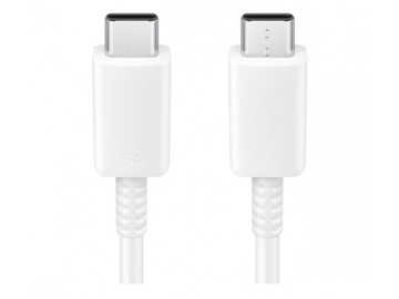 Oryginalny kabel Samsung USB-C na USB-C, 5A, 1m; Pakiet detaliczny; Biały