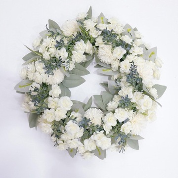 Цветочный Венок Висит Украшения Входной Двери Белый