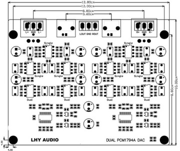 Печатная плата ЦАП 2X PCM1794 I2S ВХОД 24/192 XLR LHY