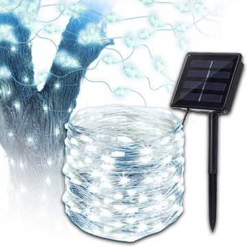 DŁUGIE LAMPKI CHOINKOWE 20M 200 LED SOLARNE ZEWNĘTRZNE ŚWIĄTECZNE GIRLANDA