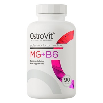 OstroVit Mg + B6 90 tabs Cytrynian MAGNEZ 375 mg WITAMINA B6 Pirydoksyna