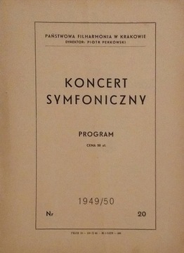 Program XIX Koncert Symfoniczny 1950 r. Kraków SPK