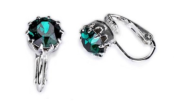 Małe Zielone Klipsy Swarovski Emerald Jablonex