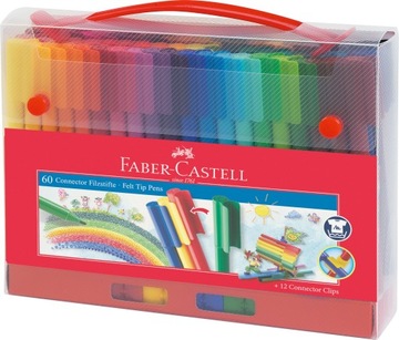 FABER-CASTELL Flamastry pisaki Connector markery mazaki 60 kol DUŻY ZESTAW