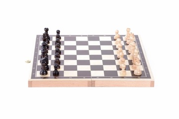 SZACHY Drewniane SZKOLNE 32cm drukowane pola