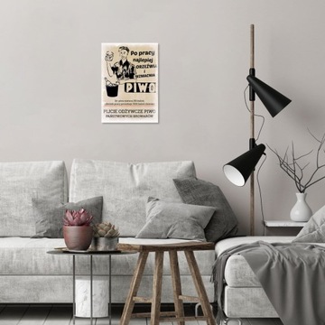 Metalowa tablica PRL blacha plakat z napisem napis obraz PIWO PO PRACY