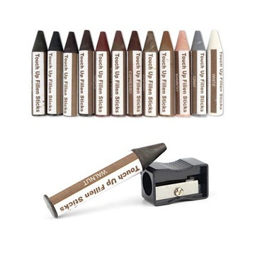 Большой ремкомплект для панелей, мебели, дерева, 25 элементов, воск+маркер.