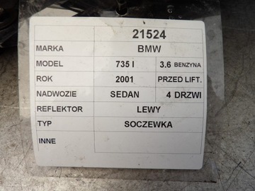 BMW 7 E65 SVĚTLO PŘEDNÍ LEVÝ