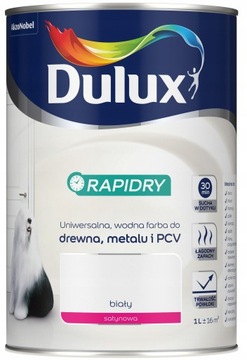 DULUX RAPIDRY F. DO DREW METAL PCV SATYN. Biały 1L