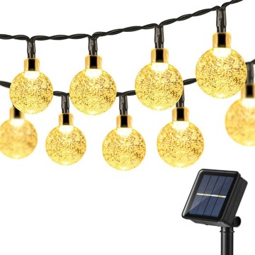 GIRLANDA LAMPKI OGRODOWE SOLARNE 50LED 9,5M CIEPŁE