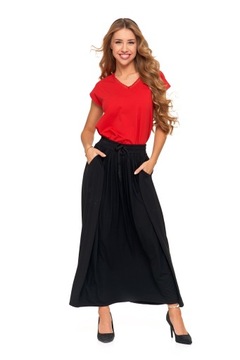 DŁUGA CZARNA SPÓDNICA DAMSKA MAXI Z KIESZENIAMI LEJĄCA WISKOZA MORAJ R.L