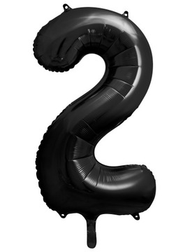 Duży Balon Foliowy Czarny Cyfra 2 Dekoracja na Urodziny 86 cm