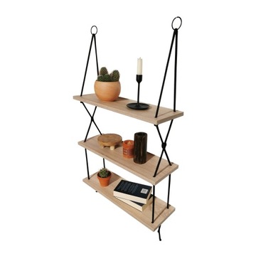 Wiszące półki na sznurkach linach 60x20 dąb sonoma