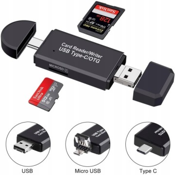 USB-C MICRO USB 1 5-в-1 SD MicroSD CARD READER
