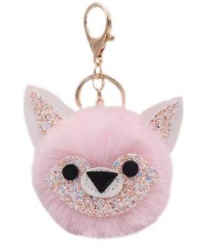 POMPON PIESEK KEYCHAIN BRELOK FUTERKO