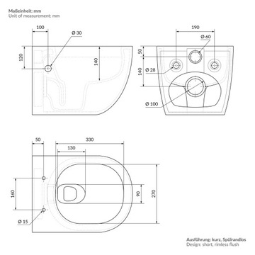 Подвесной унитаз без смыва с функцией биде