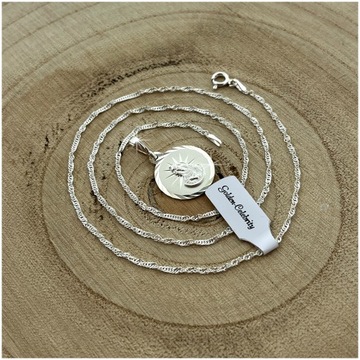 СЕРЕБРЯНАЯ ЦЕПЬ + МЕДАЛЬ БОЖИЕЙ МАТЕРИ 925 ПОДАРОК ​​ПРИЧАСТИЕ КРЕЩЕНИЕ ГРАВИРОВКА