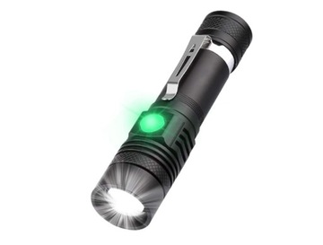 Latarka taktyczna LED USB Akumulatorowa zoom 3 tryby kabel do ładowania