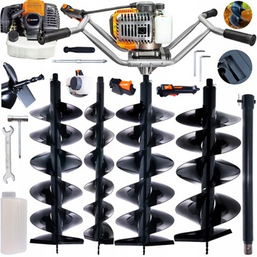 БЕНЗИНОВАЯ БУРОВАЯ УСТАНОВКА XXL ЗЕМЛЯНОЙ БУР 3 БУРА + БЕСПЛАТНАЯ ФАРА!