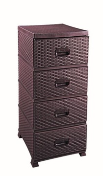 Komoda rattan 4 szufłady brąz ciemny