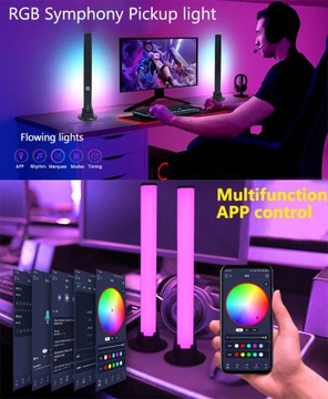 Светодиодная музыкальная лампа RGB, управление через приложение, синхронизация со звуковым компьютером