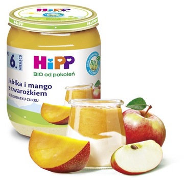 HiPP Jabłka i mango z twarożkiem BIO, 160g