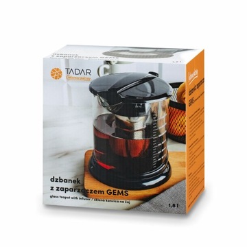 Szklany DZBANEK DO ZIÓŁ HERBATY ZAPARZACZ dzbanek z zaparzaczem stal 1,8l