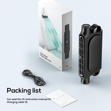 Вентилятор автомобильного сиденья с 3 скоростями, питанием от USB, безлопастным вентилятором и функцией охлаждения задней подушки.
