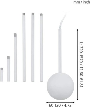 Przyłącze do lampy Eglo Extention przedłużka białe