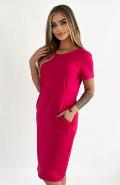 СПОРТИВНОЕ ПЛАТЬЕ РОЗОВОЕ ХЛОПКОВОЕ С КАРМАНАМИ M - 4XL ЦВЕТА