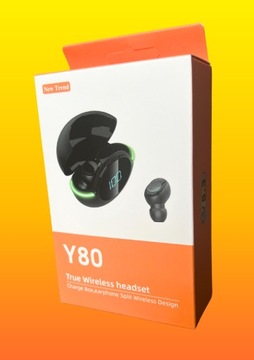 CZARNE DOUSZNE SŁUCHAWKI GAMINGOWE BEZPRZEWODOWE SPORTOWE Y80 + POWERBANK