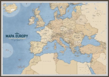 Mapa Europy i basenu Morza Śródziemnego - turystyczna 