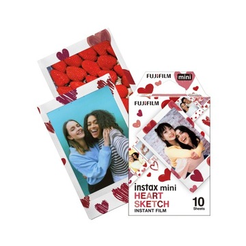 Вставки Instax MINI Heart Sketch 10 ФОТО Пленка 11 12 Сердец, Розовые Сердца