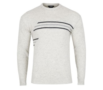 KREMOWY SWETER MĘSKI SZETLAND POD SZYJĘ WE WZORY XXL SW295