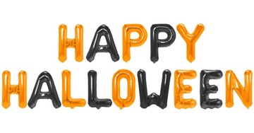 BALONY FOLIOWE NAPIS HAPPY NA HALLOWEEN DEKORACJE OZDOBY LITERY CZARNE POM