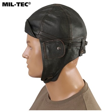 Мотоциклетная пилотская кепка MIL-TEC Коричневая кожаная M