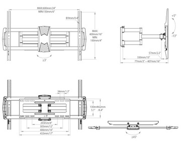 МОЩНЫЙ ПОВОРОТНЫЙ КРЕПЛЕНИЕ ДЛЯ LED ТЕЛЕВИЗОРА 32-80